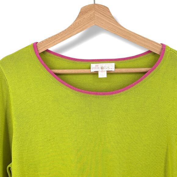 Belle by Kim Gravel Preppy Rainbow Cuff Sweater Women's Size Large Boat Neck - Picture 2 of 6